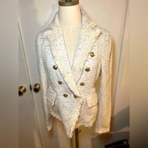 Cream Ivory Tweed Jacket Gold Buttons